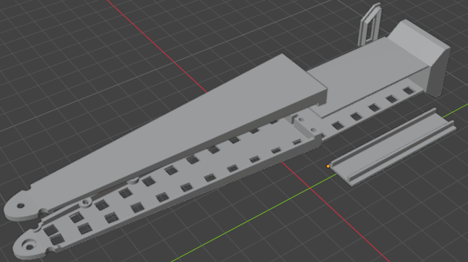CAD view of the assembled handle, segmentation link, and tip