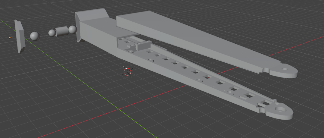 CAD exploded view of the handle showing the sound generator